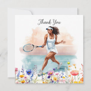 Tennisspielerin spielt Tennis Dankeskarte