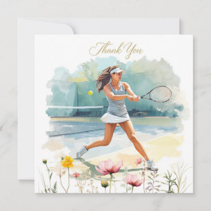 Tennisspielerin spielt Tennis Dankeskarte