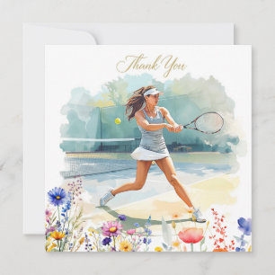 Tennisspielerin spielt Tennis Dankeskarte