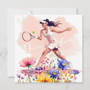 Tennisspielerin spielt Tennis Dankeskarte