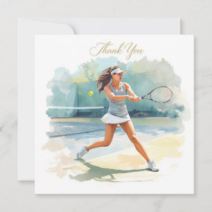 Tennisspielerin spielt Tennis Dankeskarte