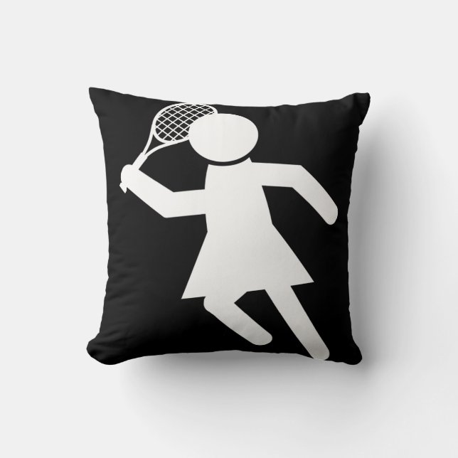 Tennisspielerin - Tennissymbol (auf schwarz) Kissen (Vorderseite)
