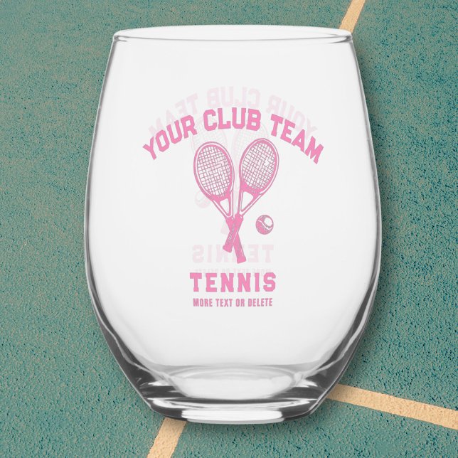 Tennisspielerteam Name Personalisiert Rosa Weinglas Ohne Stiel (Von Creator hochgeladen)