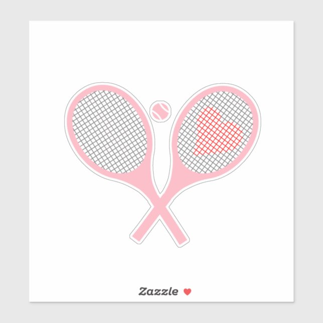 Tennisspielgeräte für Pastellherz und Balldesign Aufkleber (Blatt)