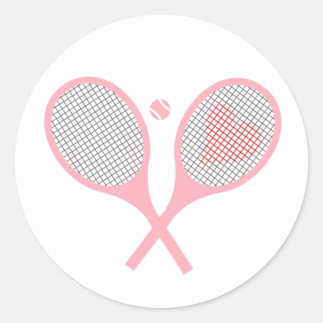 Tennisspielgeräte für Pastellherz und Balldesign Runder Aufkleber (Vorderseite)