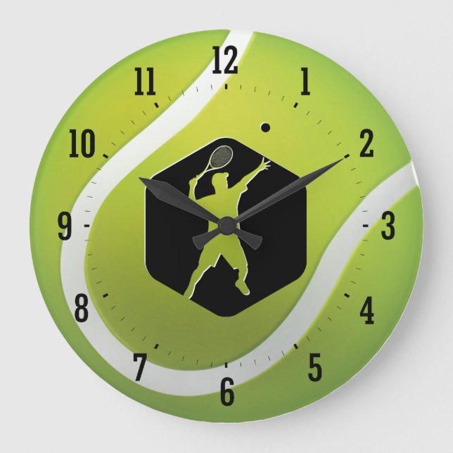 Tennisspielzeit | Coole Sportgeschenke Große Wanduhr (Vorderseite)