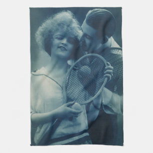 Tennissport aus der Vergangenheit, Liebe und Roman Geschirrtuch