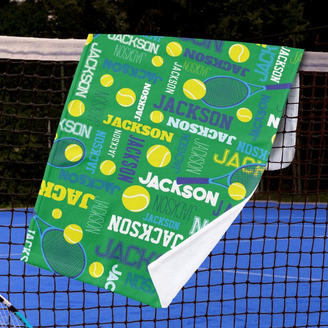 Tennissportarten, grün, blau, gelb, individuelle N Handtuch (Von Creator hochgeladen)