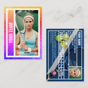 Tennisteam Trading Card - Rosa/Lila/orange Rays Telefonnummerkarte