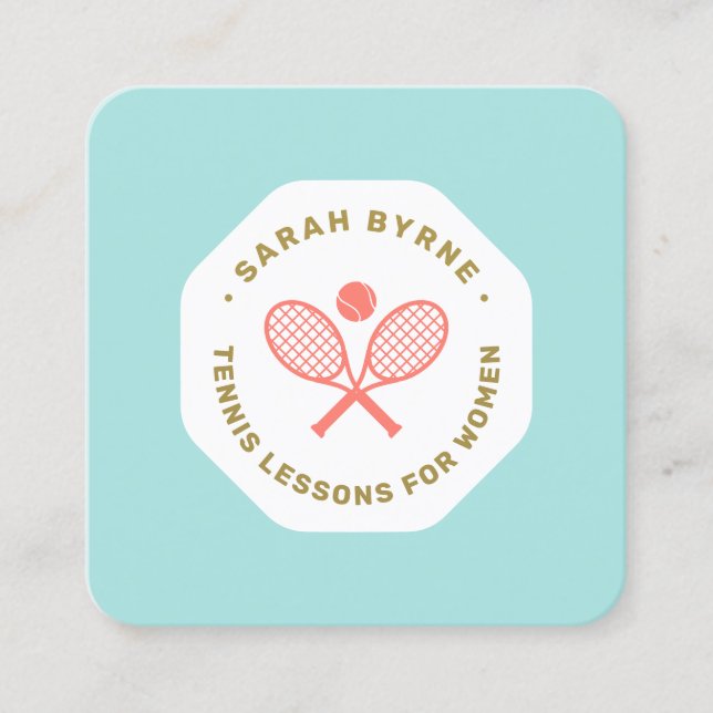 Tennistrainer für Frauen Square Business Card Quadratische Visitenkarte (Vorderseite)