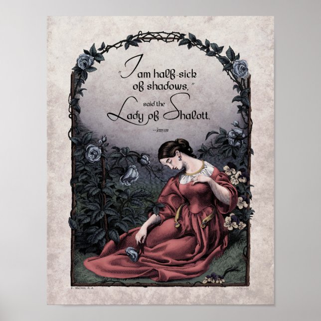 Tennyson "Lady of Shalott" Viktorianisch Art 11x14 Poster (Vorne)