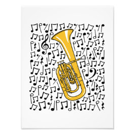 Tenor Horn Musical Notes Hornist Brass Musiker Fotodruck