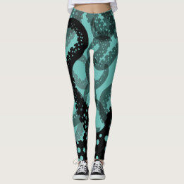 Tentacles de mer estampillé vert Leggings
