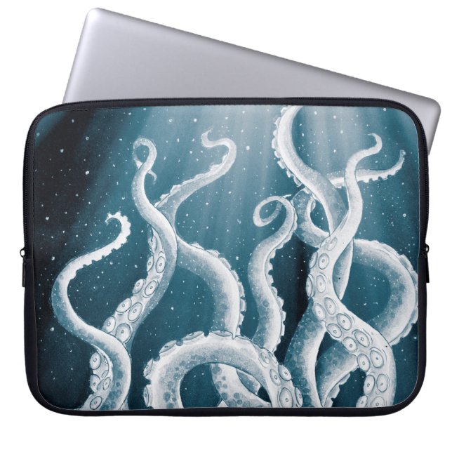Tentacles Galaxy Blue Moon Rays Laptopschutzhülle (Vorderseite)