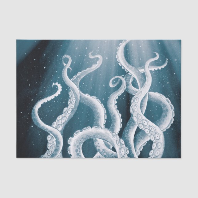 Tentacles Galaxy Blue Moon Rays Seidenpapier (Vorderseite)
