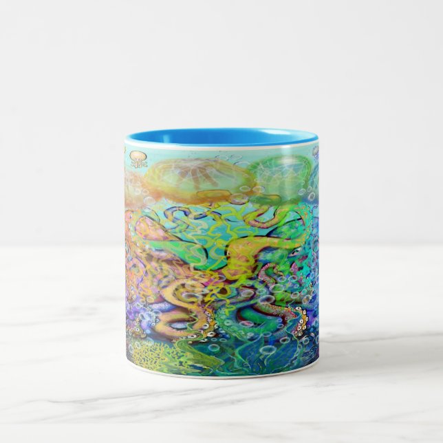 Tentacles Zwei-Tone-Kaffee-Tasse Zweifarbige Tasse (Mittel)