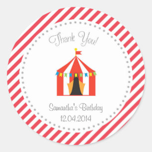 Tente Cirque Anniversaire Sticker Merci Rouge