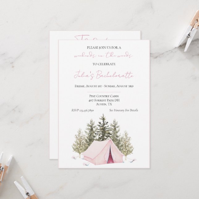 Tente de camping Bachelorette Party Invitation (Devant/Arrière en situation)