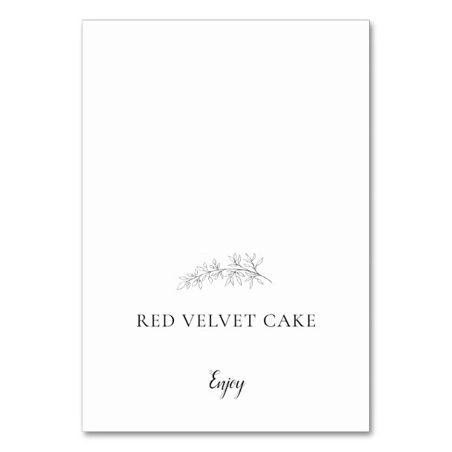 Tented Food Label Wedding Buffet Botanical Tischnummer (Vorderseite)