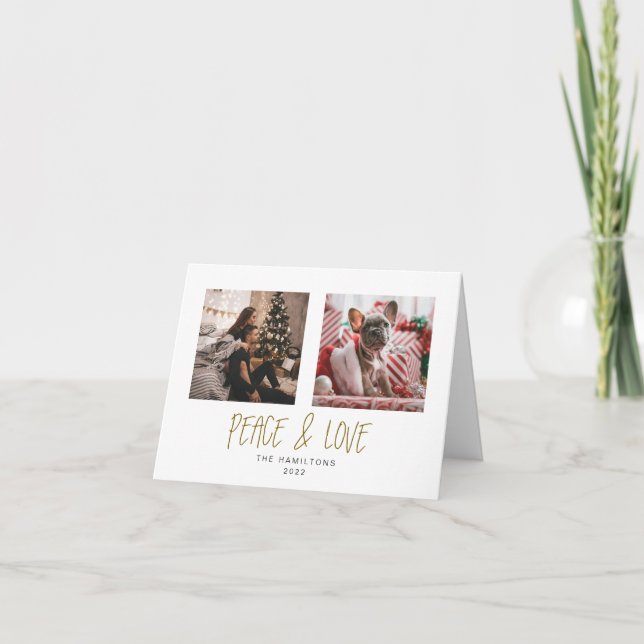 Tented Peace & Liebe - Minimalistische Goldurlaubs Karte (Vorderseite)