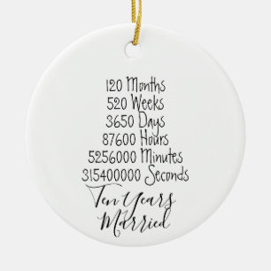 Tenth Anniversary 10th wedding year married couple Keramik Ornament