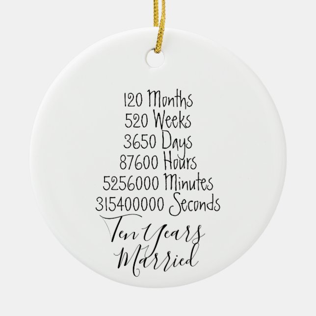 Tenth Anniversary 10th wedding year married couple Keramik Ornament (Vorne)