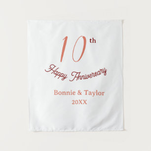 Tenture 10e anniversaire de mariage nom pastel pêche rétro