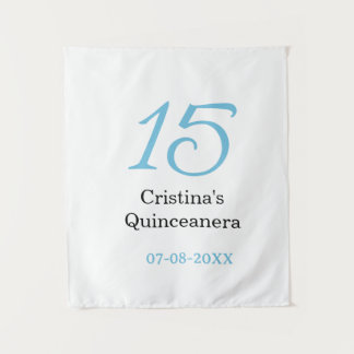 Tenture 15e anniversaire de quinceanera bleu noir lettre n