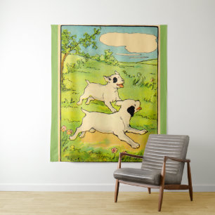 Tenture 1914 deux chiens en course