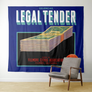 Tenture 1930s Juridique Tender orange crate étiquette
