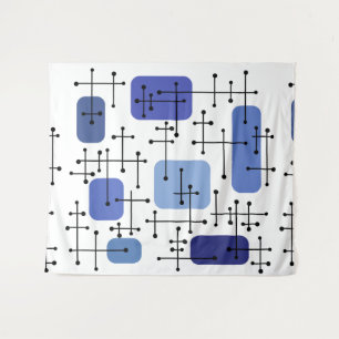 Tenture 1950 Eames Era Art Crosshairs Blanc Bleu