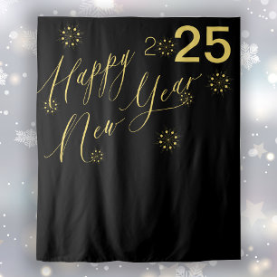 Tenture 2026 Nouvel An Eve or noir photo stand fond