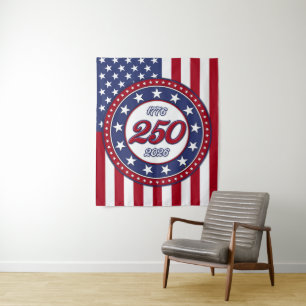 Tenture 250e anniversaire d'Amérique avec le drapeau des É