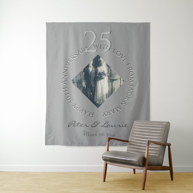 Tenture 25e anniversaire de Mariage Photo Diamond Frame (En situation)