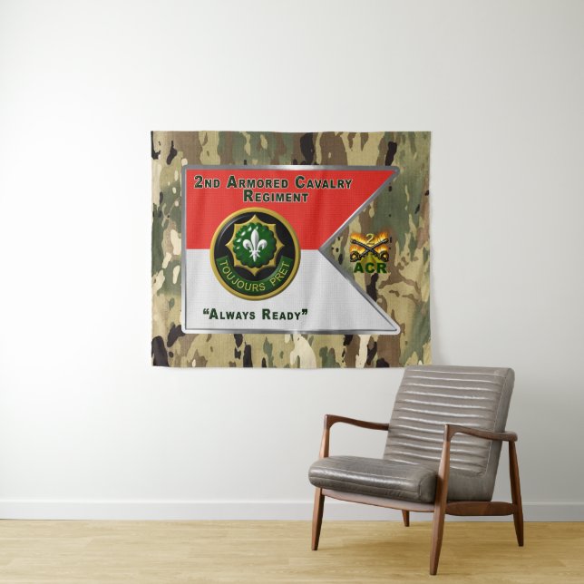 Tenture 2e régiment de cavalerie blindée "toujours prêt" (En situation (horizontale))