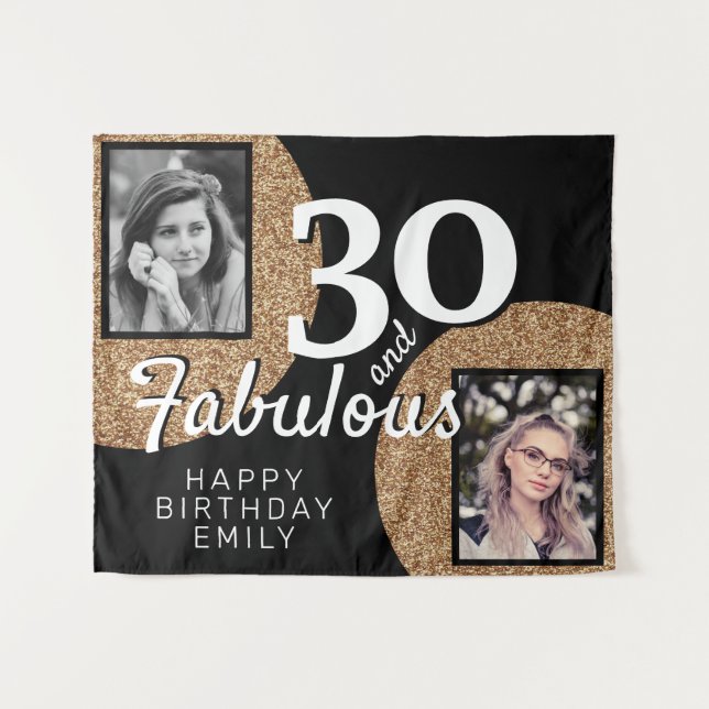 Tenture 30 et Fabulous Gold Parties scintillant 2 Photo An (Devant (Horizontal))