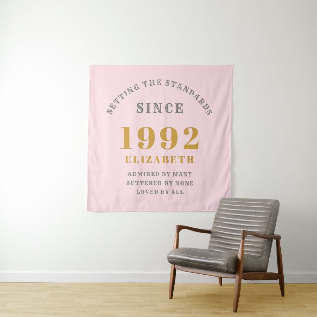 Tenture 30e anniversaire 1992 Elégant rose Grey Gold Chic (En situation)
