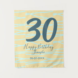 Tenture 30e anniversaire ajouter nom date année jaune bleu