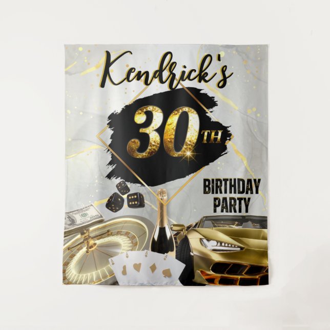 Tenture 30e anniversaire Black & Gold Casino, voiture de l (Devant)