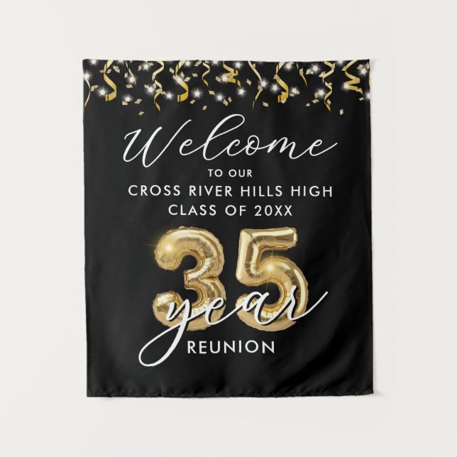 Tenture 35e Classe Reunion Welcome Black Gold Balloon (Devant)