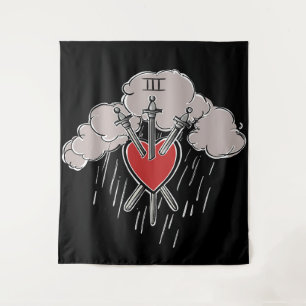 Tenture 3 de Épées Amour Cœur Tarot Illustration Trois