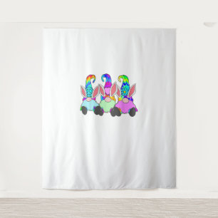 Tenture 3 Gnomes Hippie de Pâques Tie Dye Bunny de printem