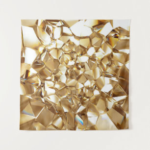 Tenture 3D abstraite texture or cristal.