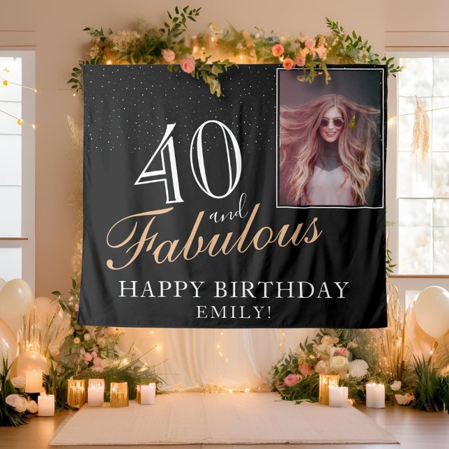 Tenture 40 et fabuleux Elegant Black 40th Birthday Photo (Créateur téléchargé)
