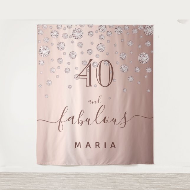 Tenture 40 fabuleux anniversaire rose gold diamants glamou (Devant)