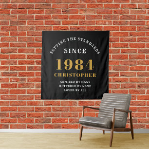 Tenture 40e anniversaire 1984 Elégant Black Gold Chic