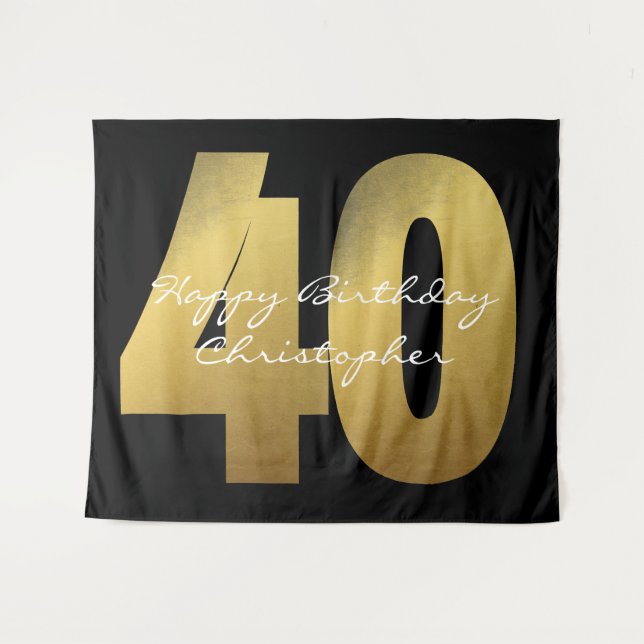 Tenture 40e anniversaire noir et or (Devant (Horizontal))