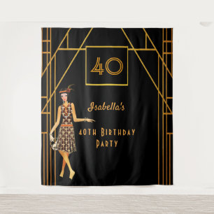 Tenture 40e anniversaire or noir 1920's art déco