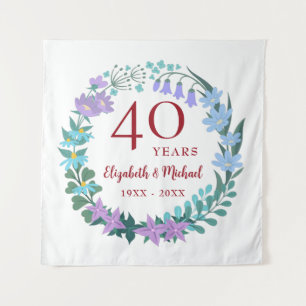 Tenture 40e Anniversaire Ruby Floral Bluebell Lilac Wreath