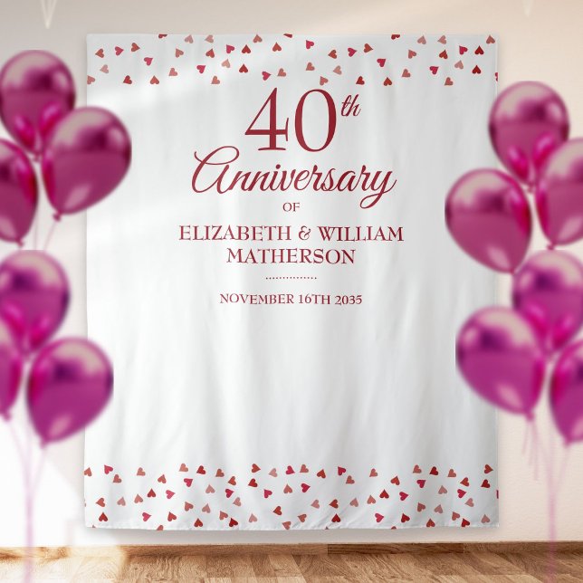 Tenture 40e anniversaire Ruby Hearts Photo Booth Backdrop (Créateur téléchargé)